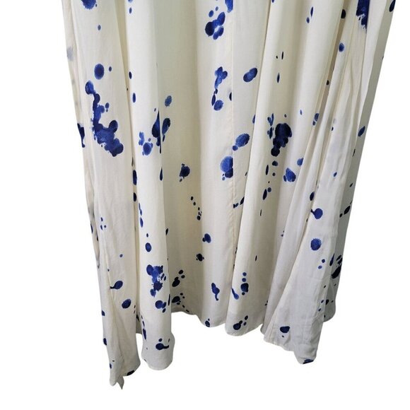 Anthropologie Maeve Inkdrop Midi Dress Tie Waist Blue White Crochet Size Large - Picture 6 of 12